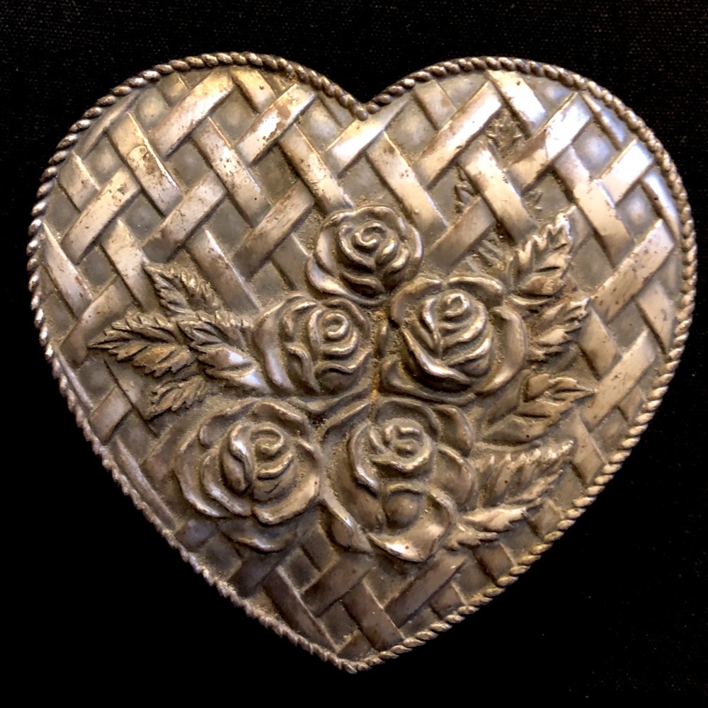 Vintage Metal heart trinket box gothic distressed look